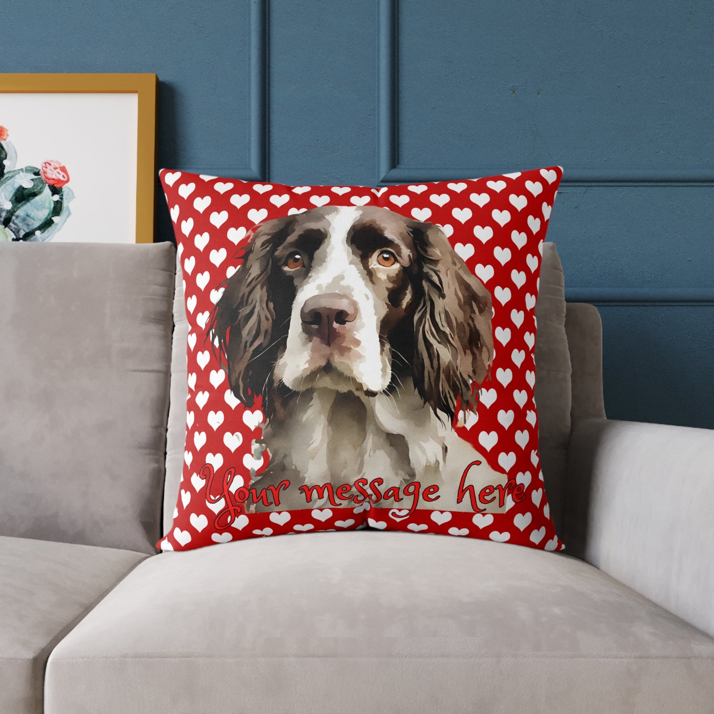 Personalized Valentine Springer Spaniel Poly Cushion/Pillow 5 sizes