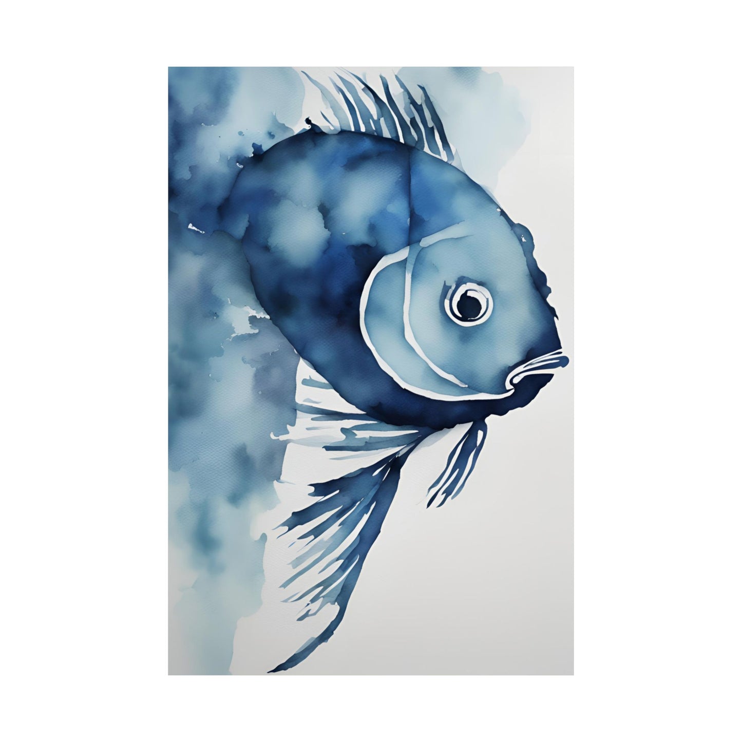 Abstract fish blue 3 Matte Vertical Posters