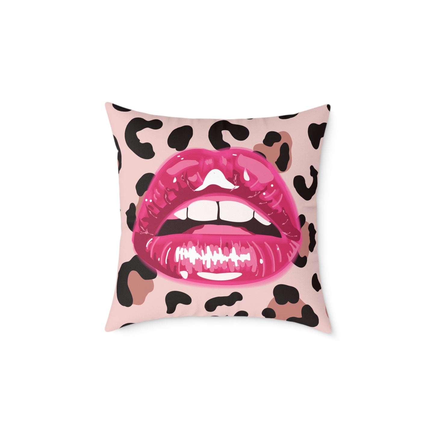 Cheetah Lips Poly Pillow