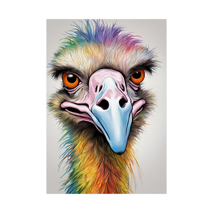 Multicolored Angry Emu 02 Matte Vertical Poster