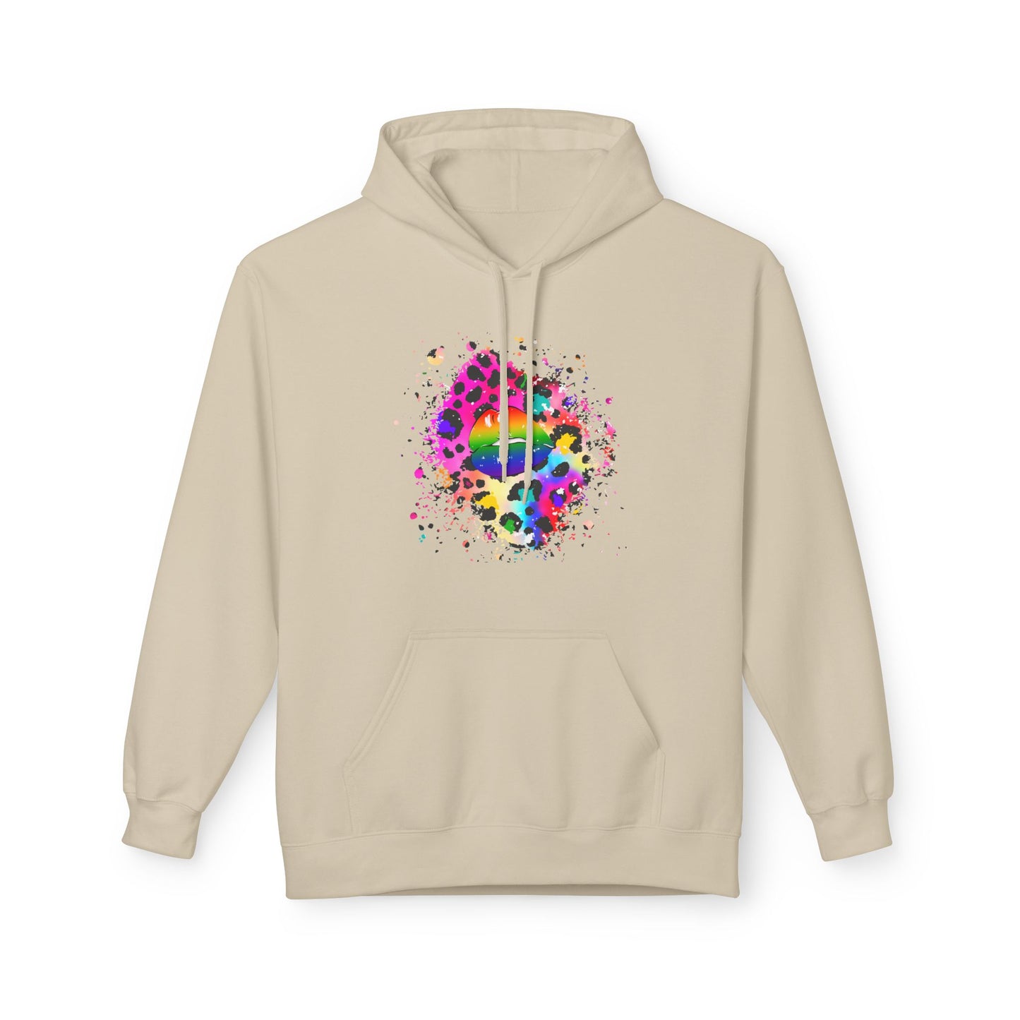 Multicolored Splash Cheetah Lips Unisex Valentines Hoodie
