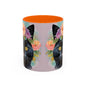 Floral Black Cat 01 Accent Coffee Mug - 11oz Perfect for Cat Lovers & Gifts
