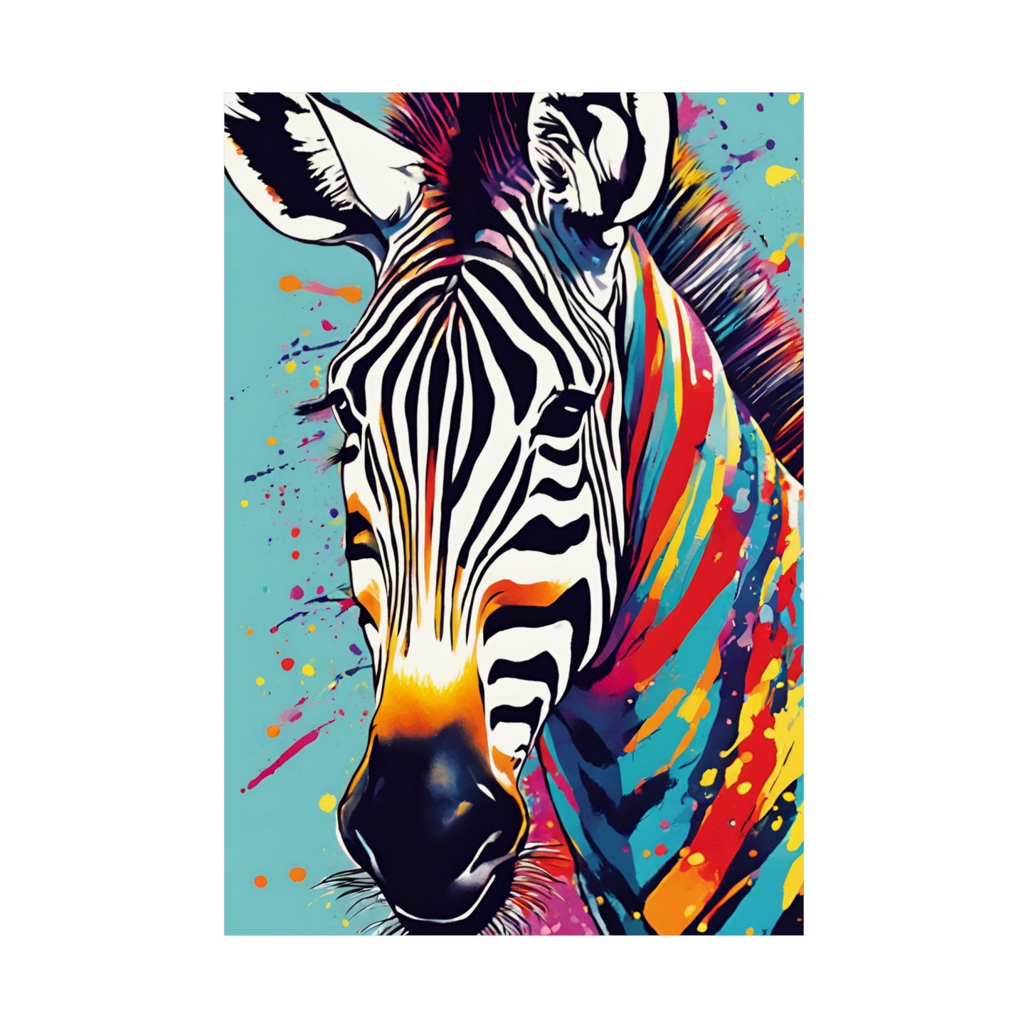 Multicolored Zebra 7 Matte Vertical Poster
