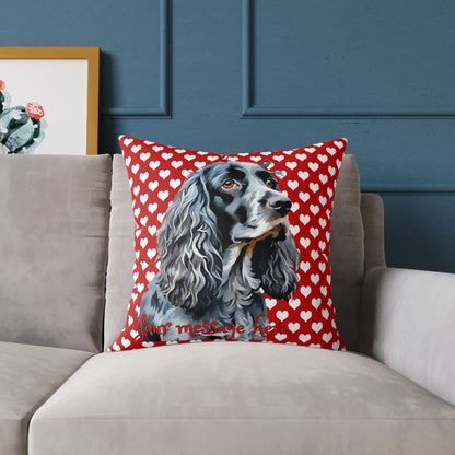 Personalized Valentine Blue Roan Cocker Spaniel Poly Cushion/Pillow 5 sizes