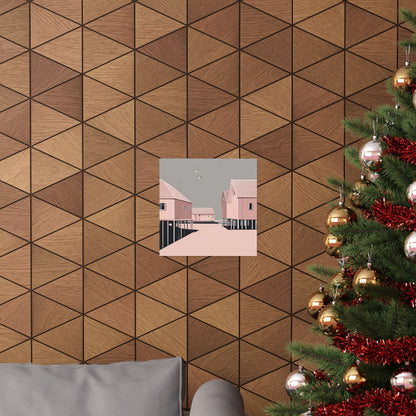By The Sea Pink 1 Matte Square Posters