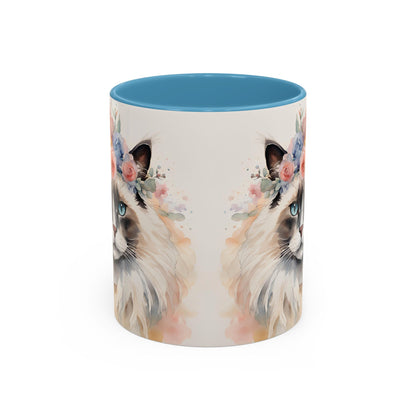 Floral Siamese Cat 04 Accent Coffee Mug - 11oz Perfect for Cat Lovers & Gifts