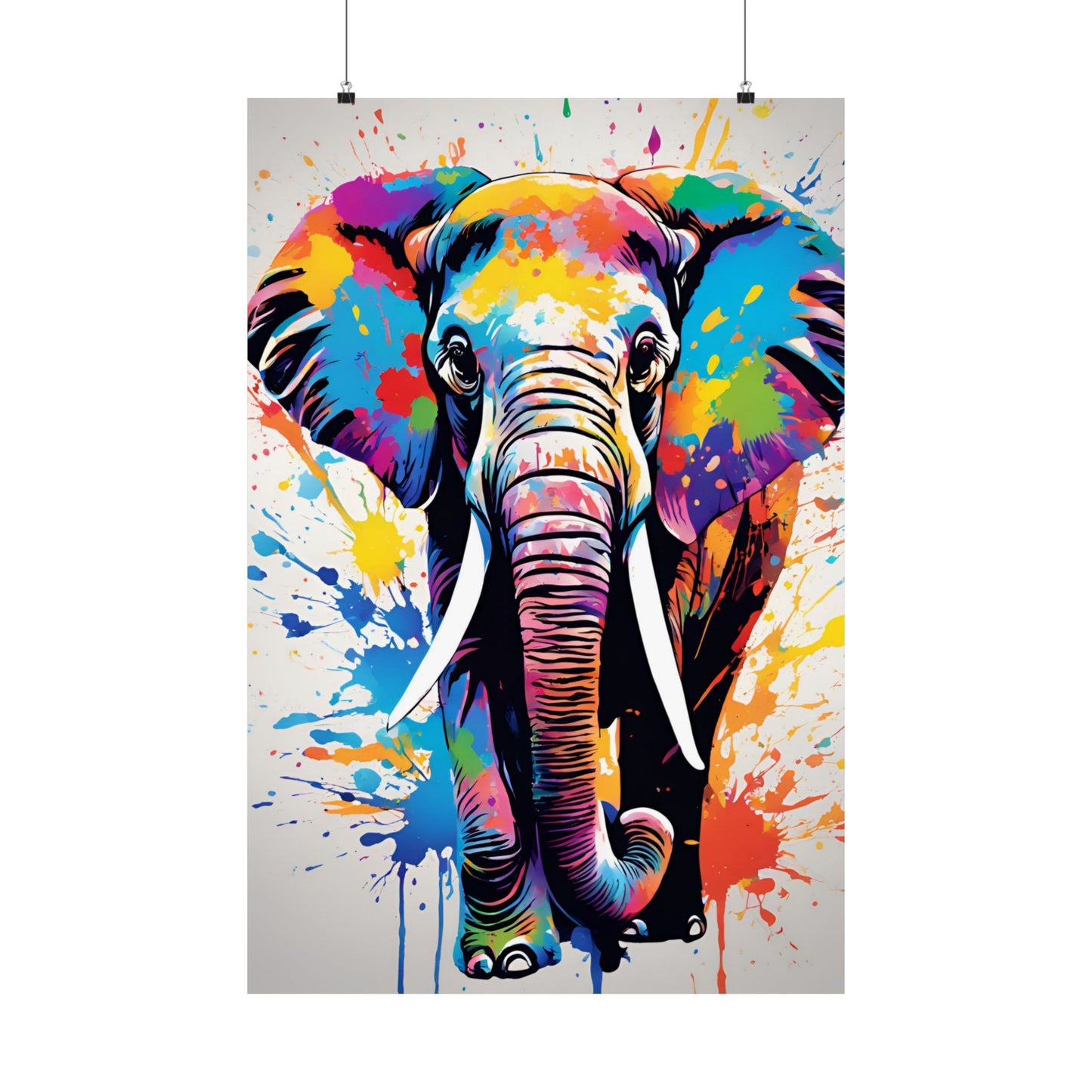 Multicolored Elephant 2 Matte Vertical Poster