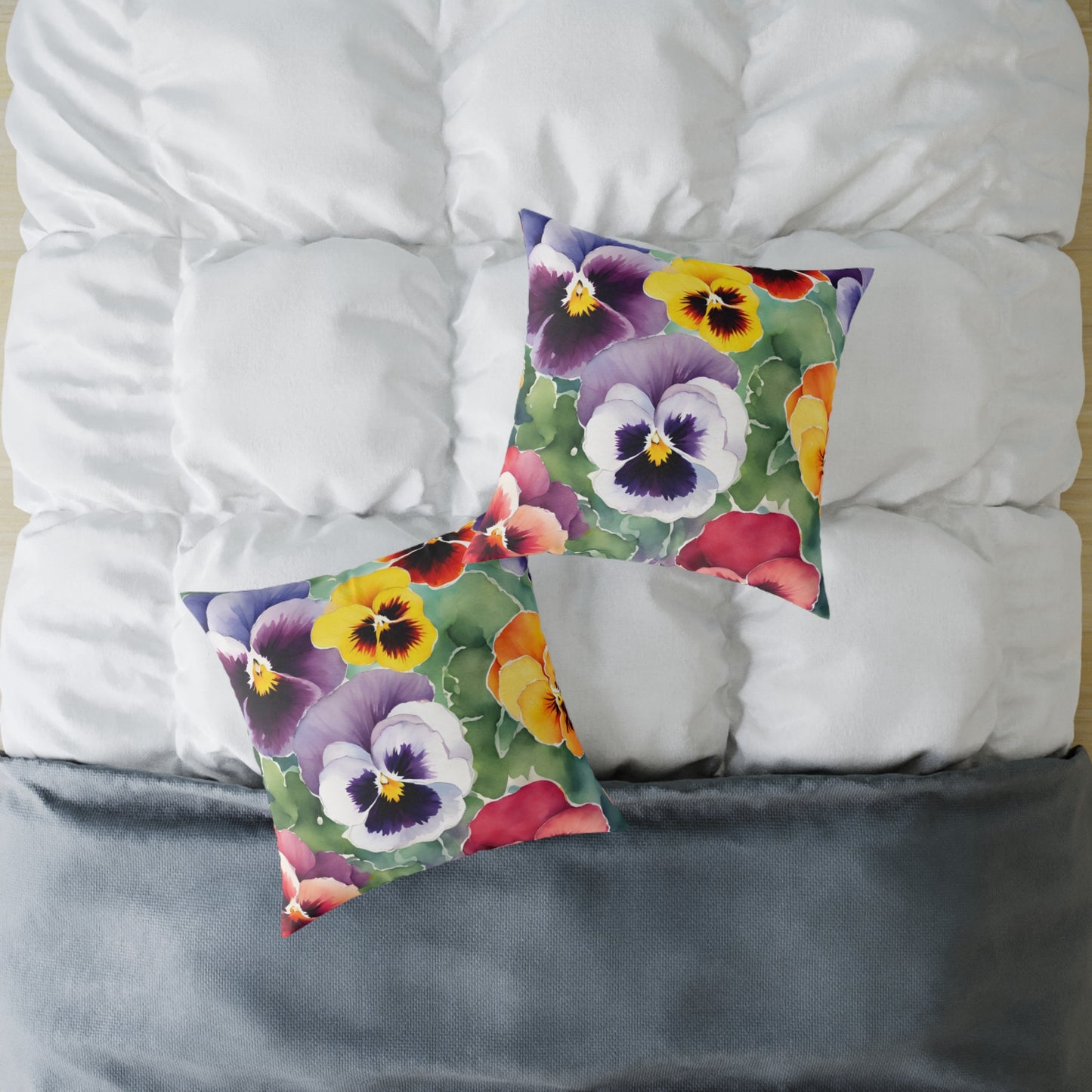 Pansies 02 Poly Pillow - Natures Beauty Design
