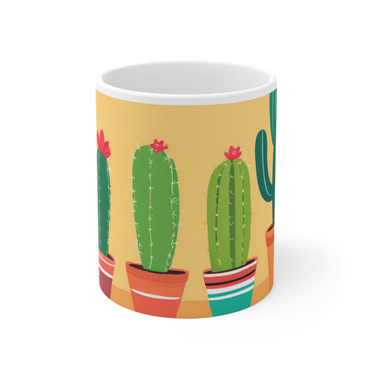 Playful Cacti 8 White Ceramic Mug 11oz