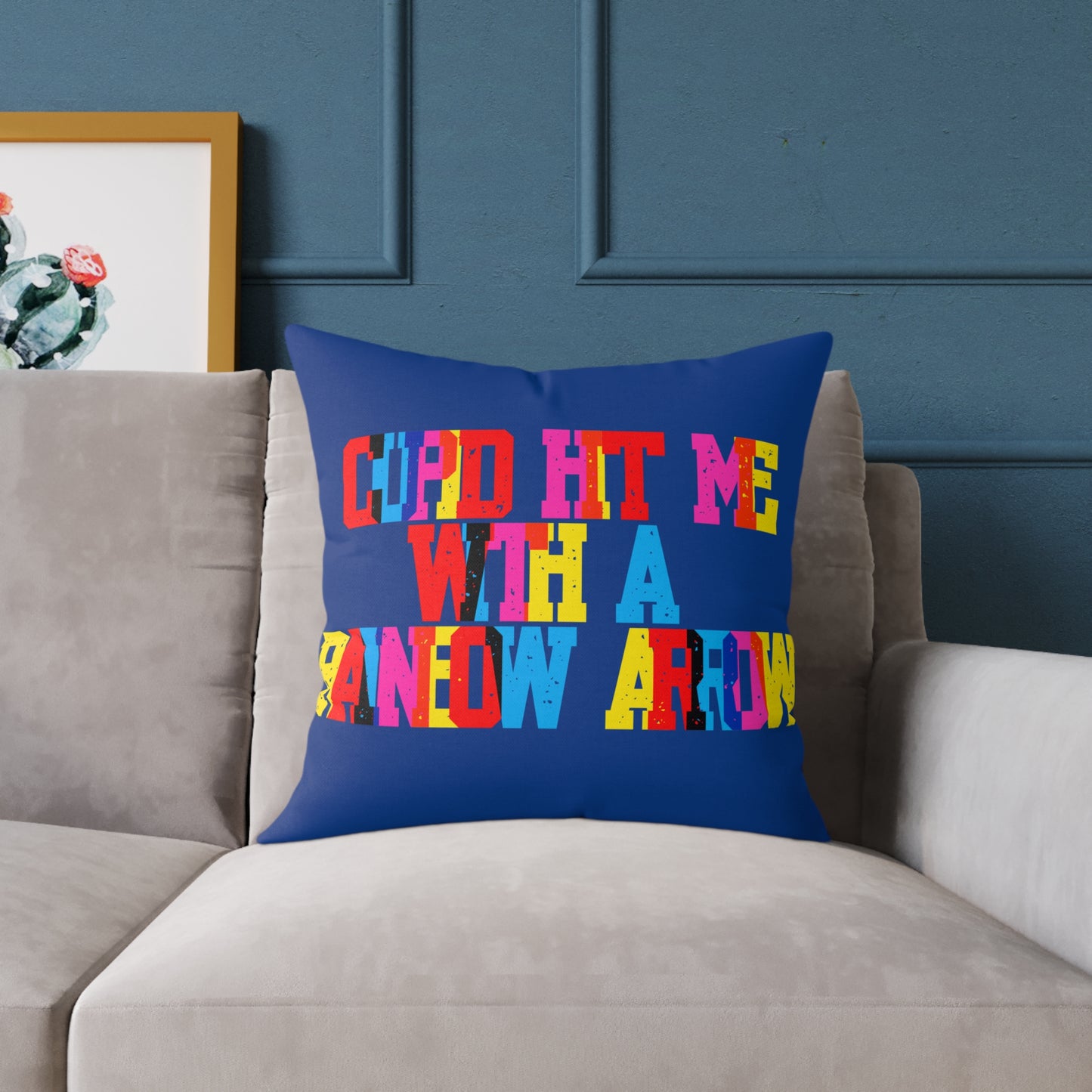 Cupid Hit Me With A Rainbow Arrow Poly Pillow