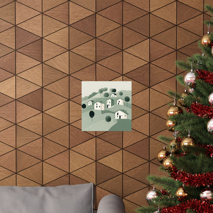 On The Hillside Green 9 Matte Square Posters
