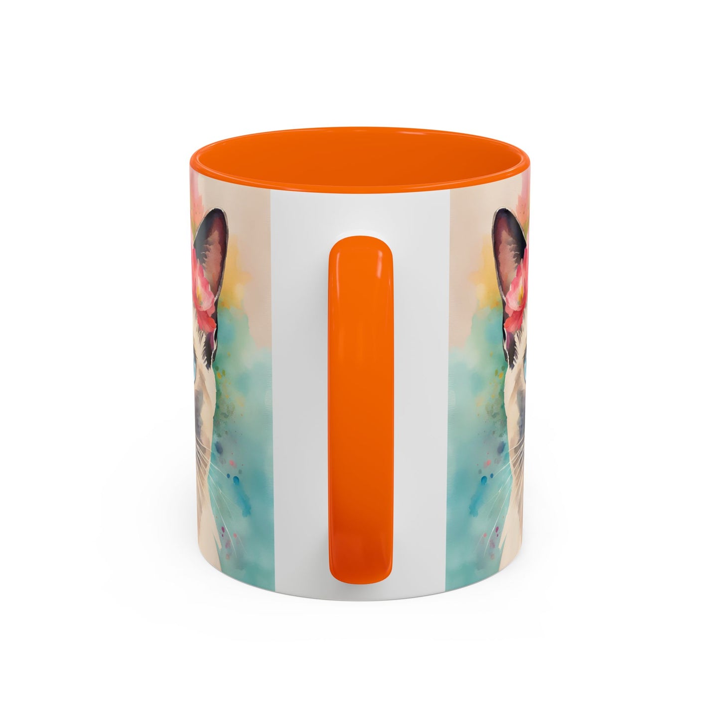 Floral Siamese Cat 04 Accent Coffee Mug - 11oz Perfect for Cat Lovers & Gifts
