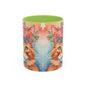 Floral Ginger Cat 01 Accent Coffee Mug - 11oz Perfect for Cat Lovers & Gifts