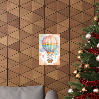 Nursery Bunny in a Hot Air Ballon 2 Matte Vertical Posters