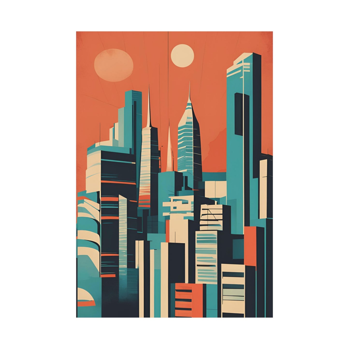 Retro cityscape 4 Matte Vertical Posters