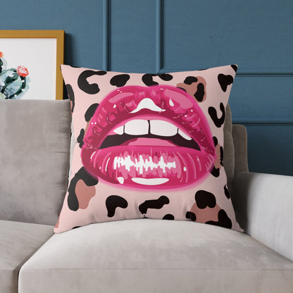 Cheetah Lips Poly Pillow