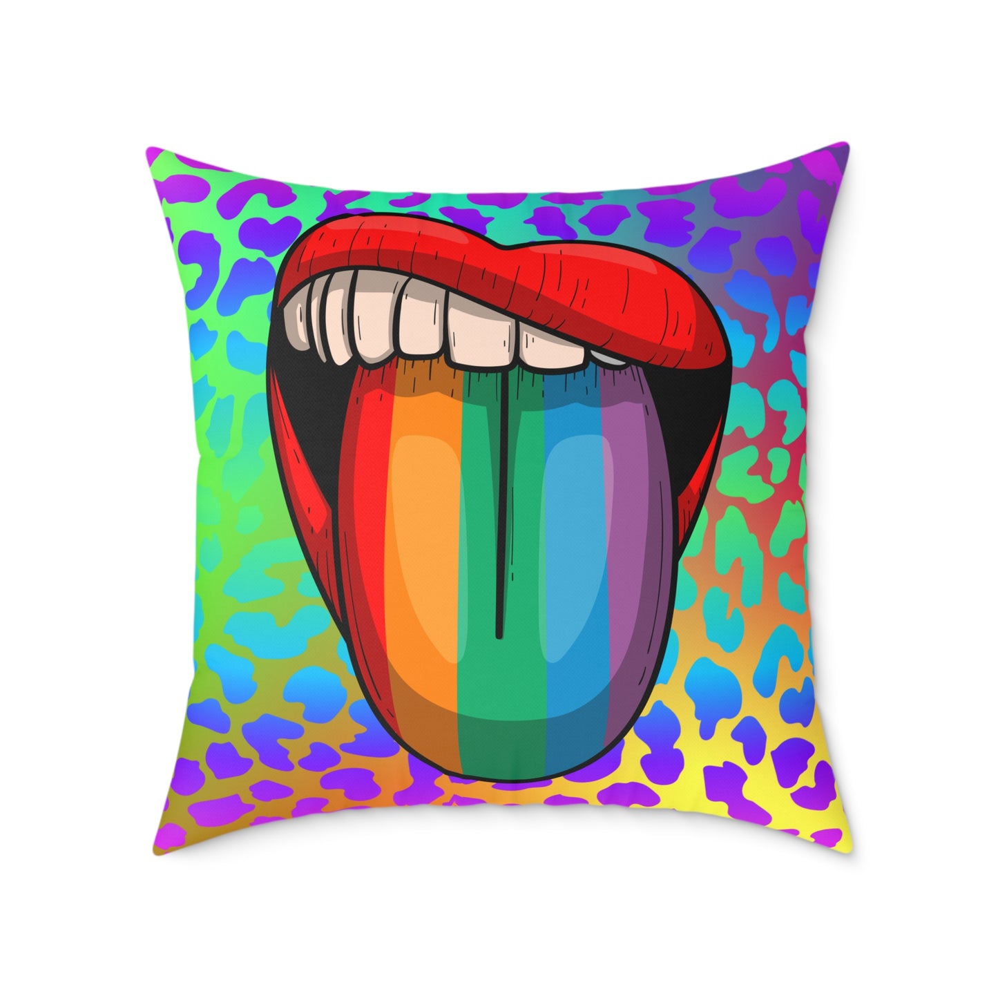 Rainbow Lips Poly Pillow