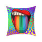 Rainbow Lips Poly Pillow