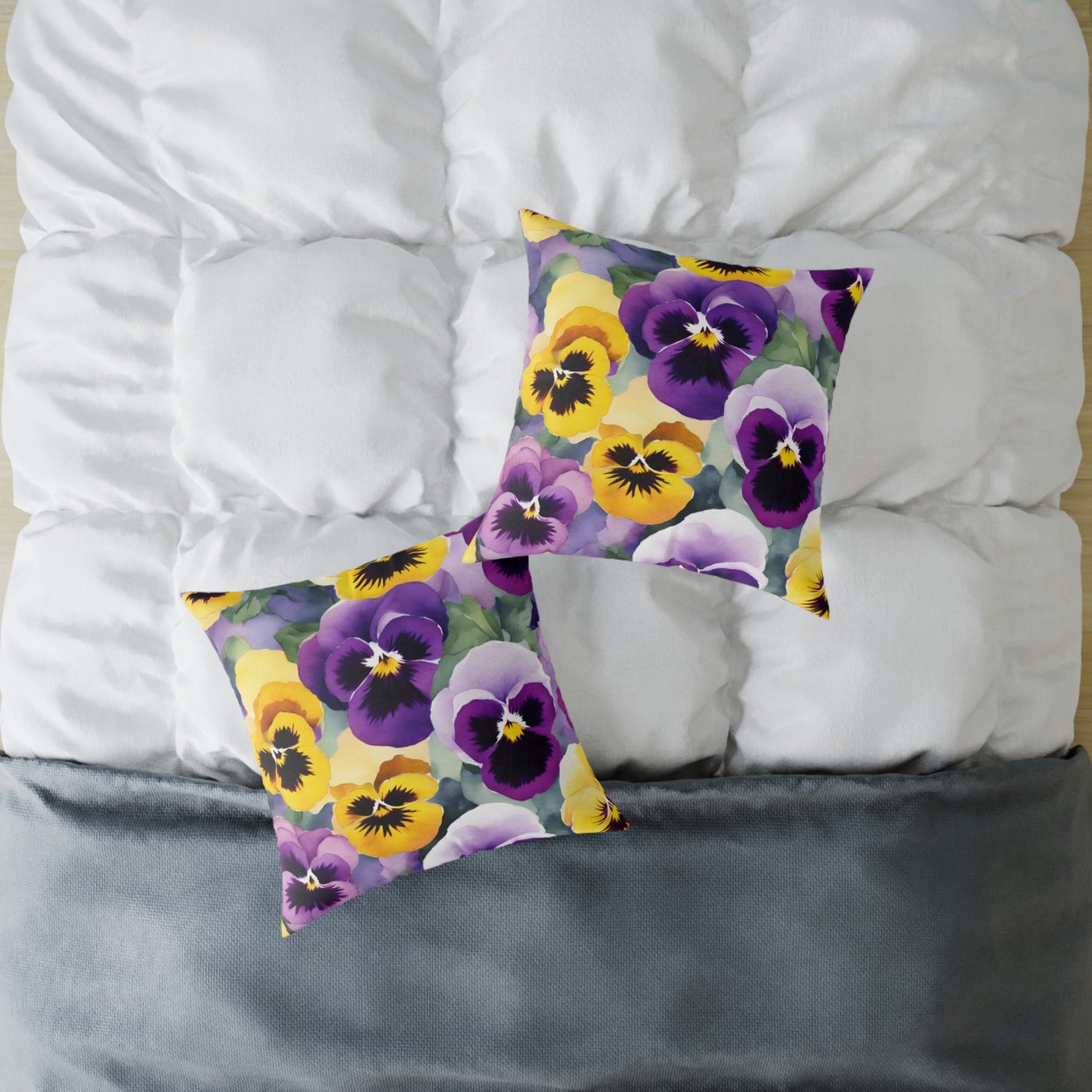 Pansies 01 Poly Pillow - Natures Beauty Design