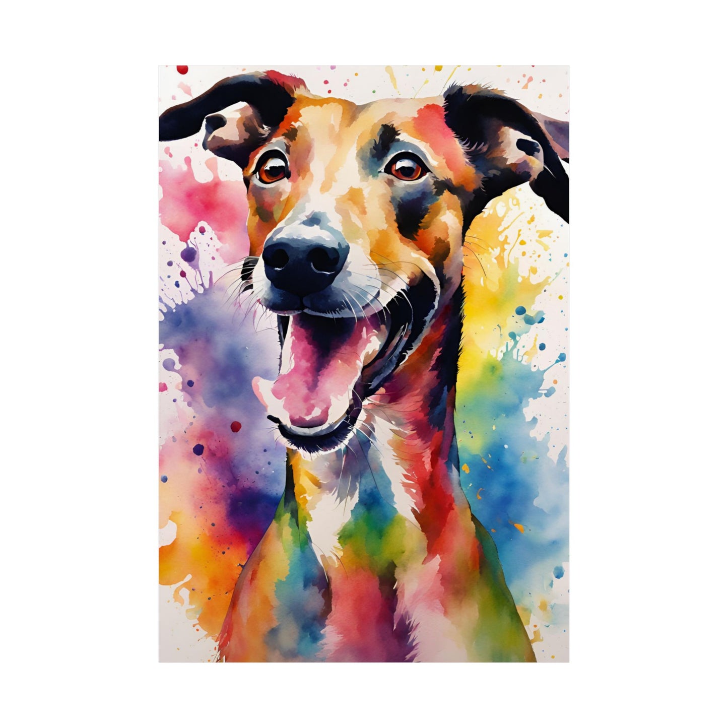 Multicolored Goofy Greyhound 01 Matte Vertical Poster