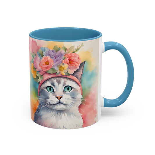 Floral Rag Doll Cat 02 Accent Coffee Mug - 11oz Perfect for Cat Lovers & Gifts