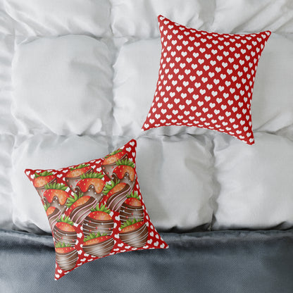 Valentine Chocolate Covered Strawberries 2 Poly Pillow