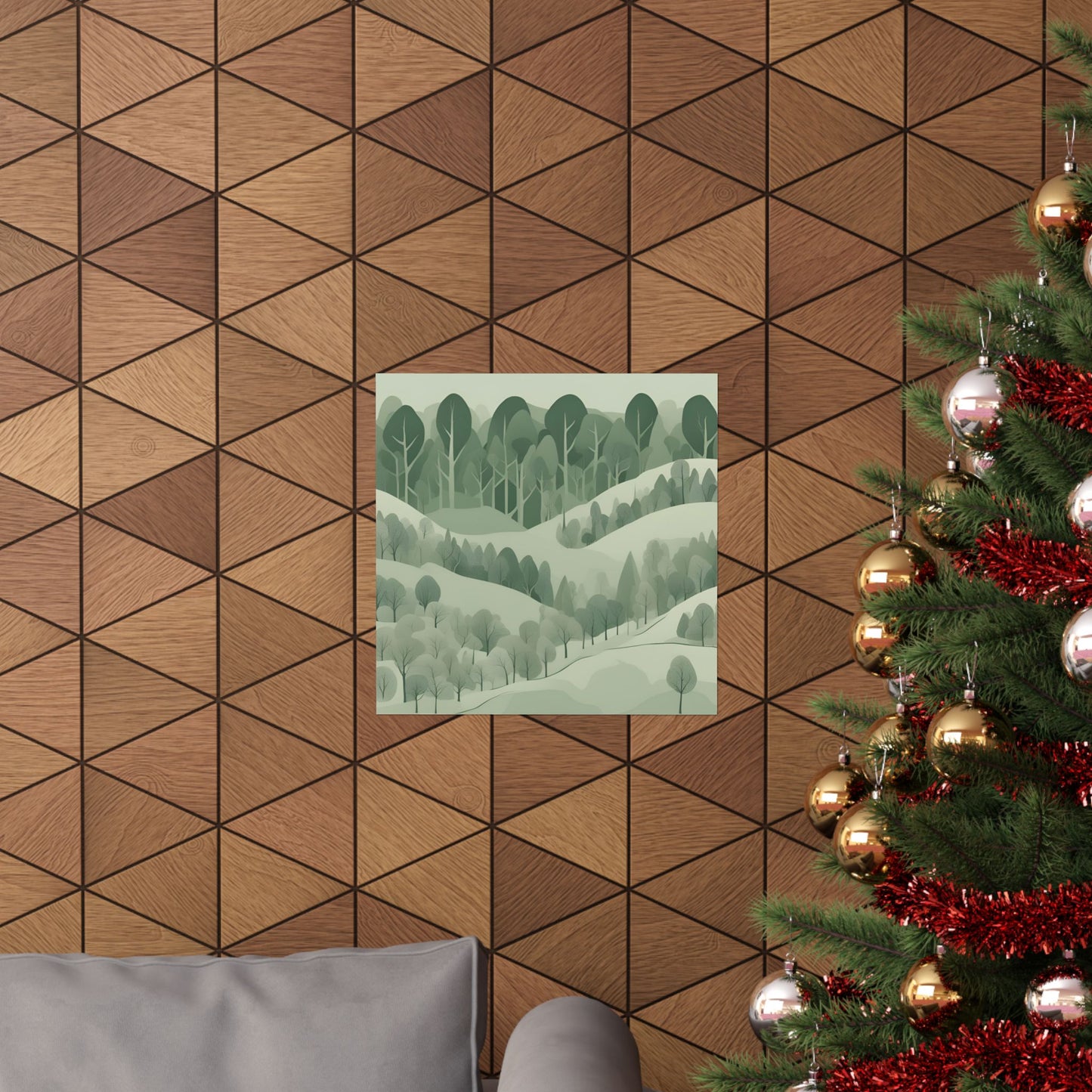 On The Hillside Green 21 Matte Square Posters
