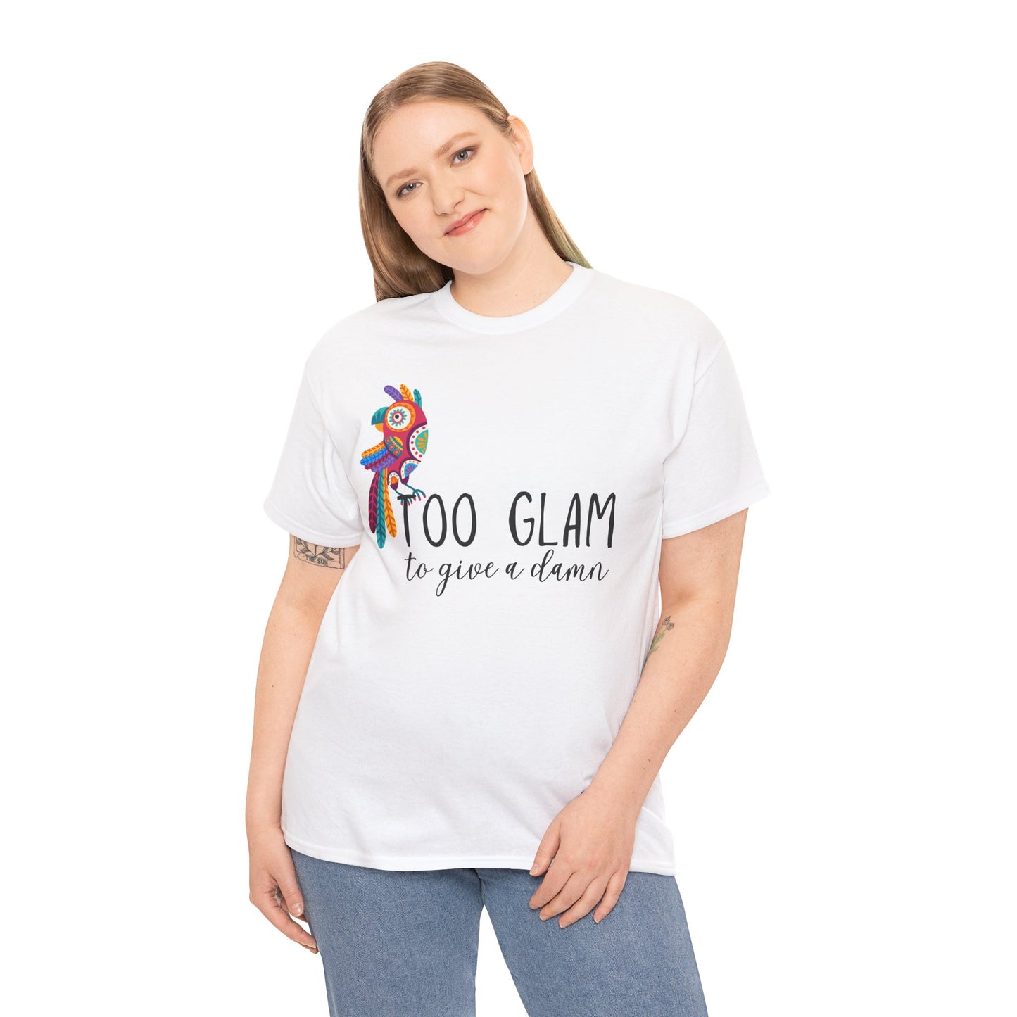 Too glam to give a damn. Unisex Heavy Cotton Tee