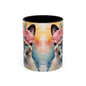 Floral Siamese Cat 02 Accent Coffee Mug - 11oz Perfect for Cat Lovers & Gifts