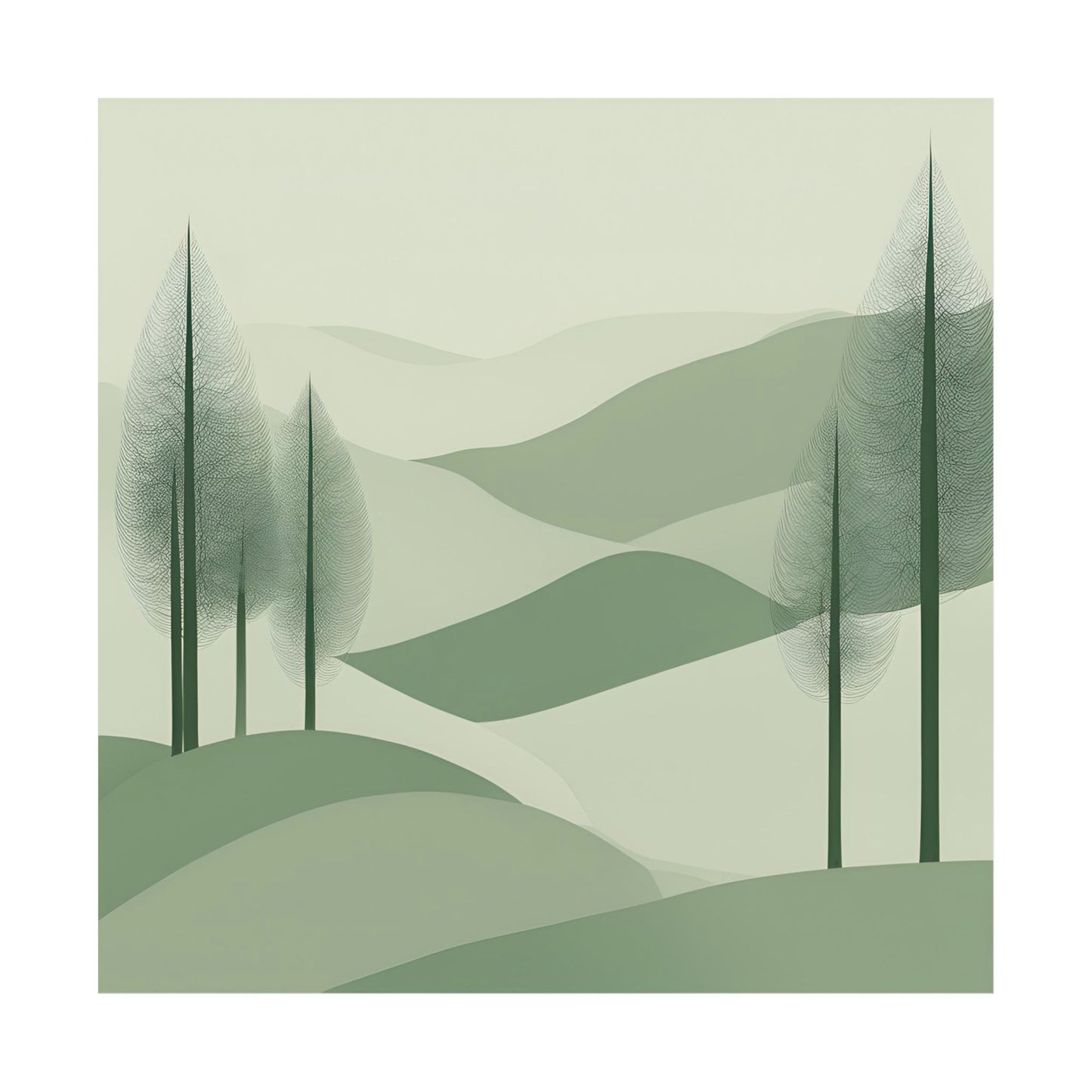 On The Hillside Green 14 Matte Square Posters