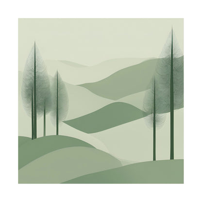 On The Hillside Green 14 Matte Square Posters