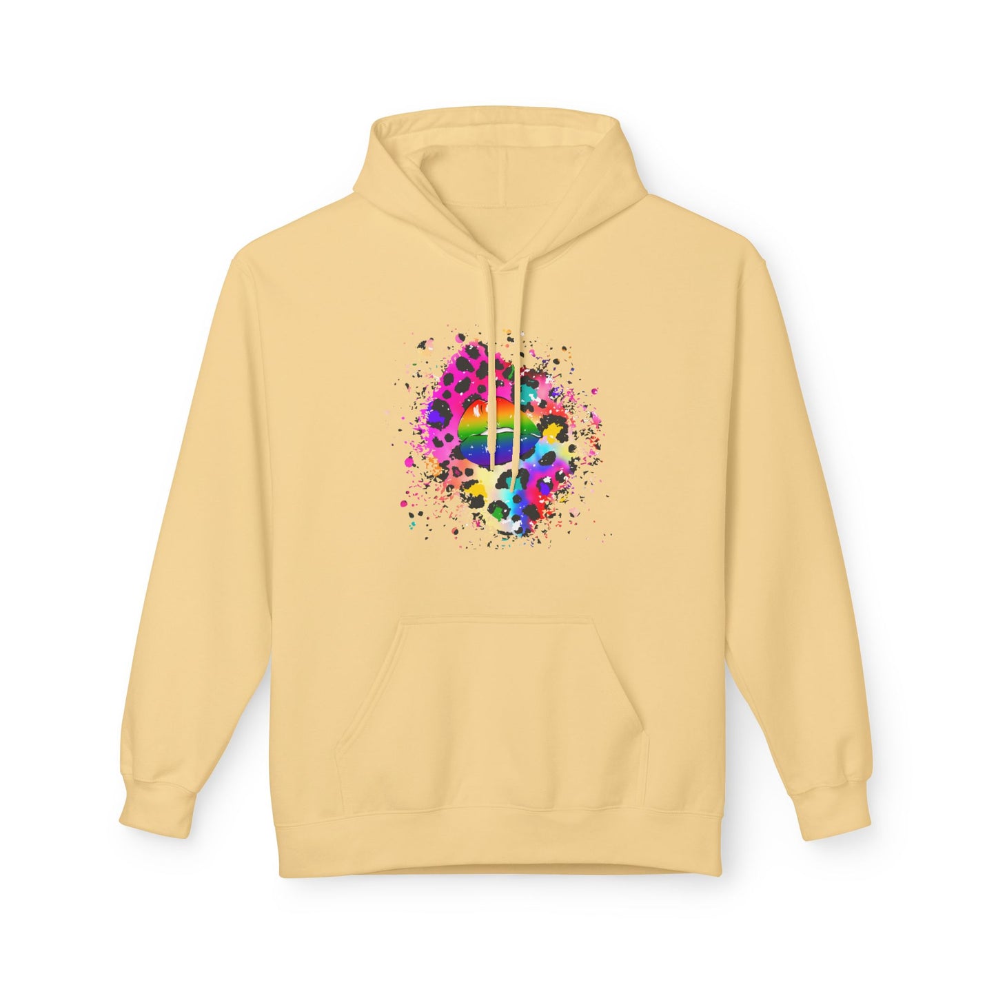 Multicolored Splash Cheetah Lips Unisex Valentines Hoodie