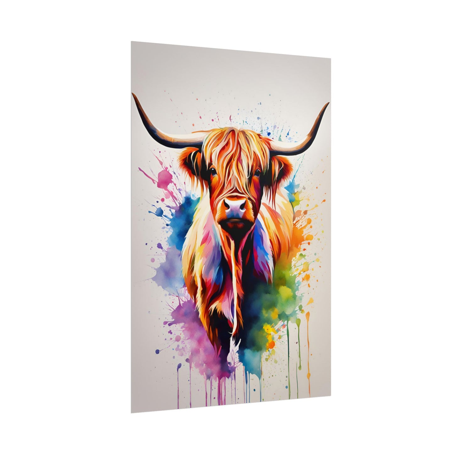 Multicolored Highland Cow 01 Matte Vertical Poster
