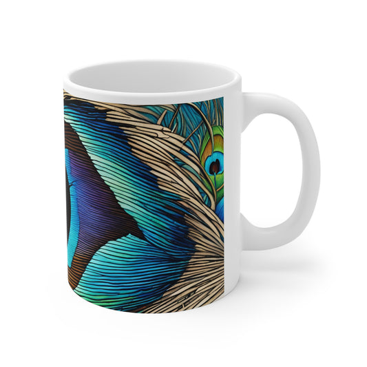Peacock Feather 02 Mug - Nature's Beauty Collection