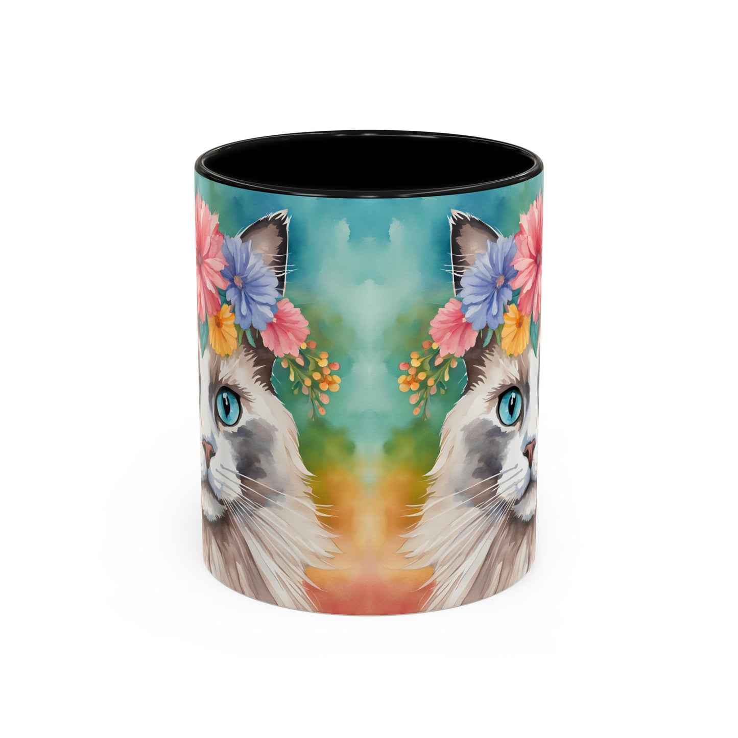 Floral Rag Doll Cat 01 Accent Coffee Mug - 11oz Perfect for Cat Lovers & Gifts
