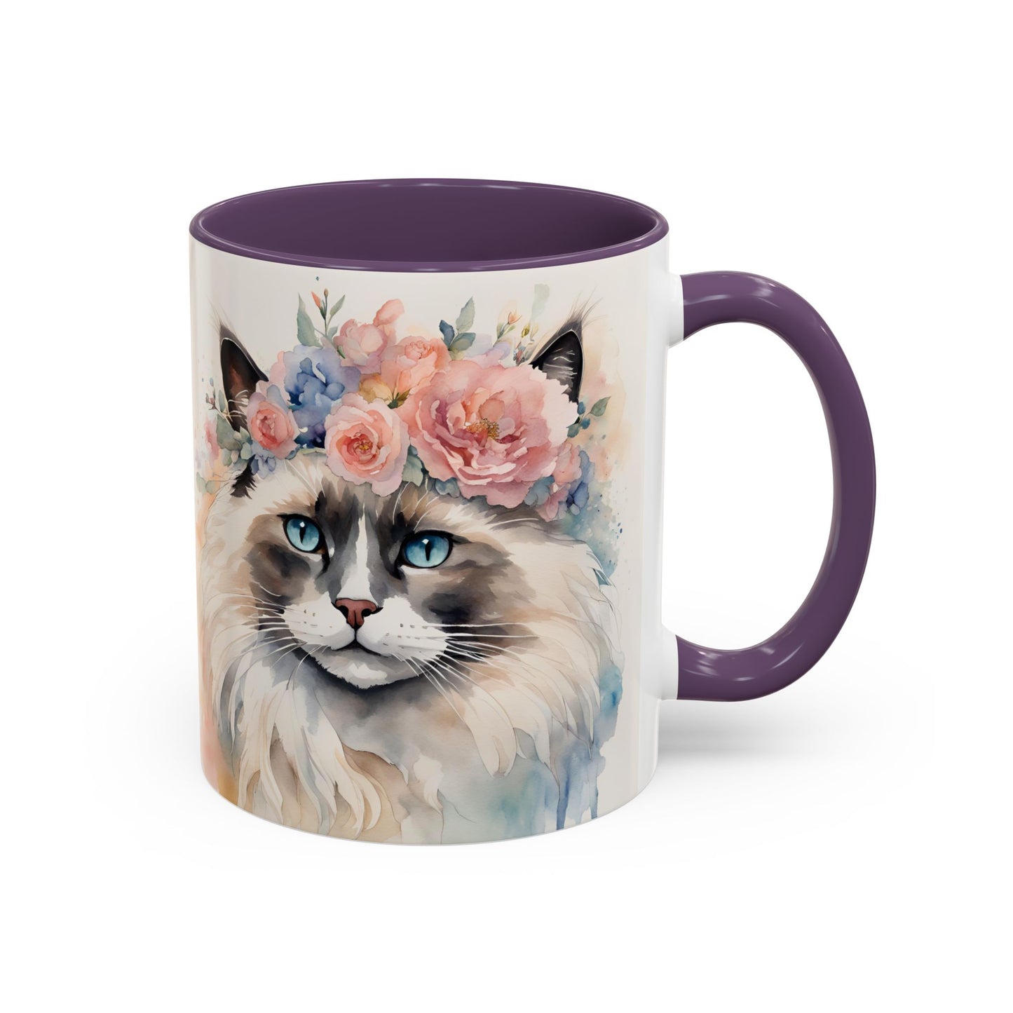 Floral Siamese Cat 04 Accent Coffee Mug - 11oz Perfect for Cat Lovers & Gifts
