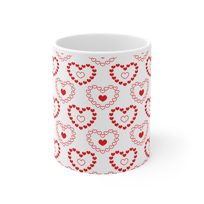 Hearts Valentines Mug Ceramic 11oz