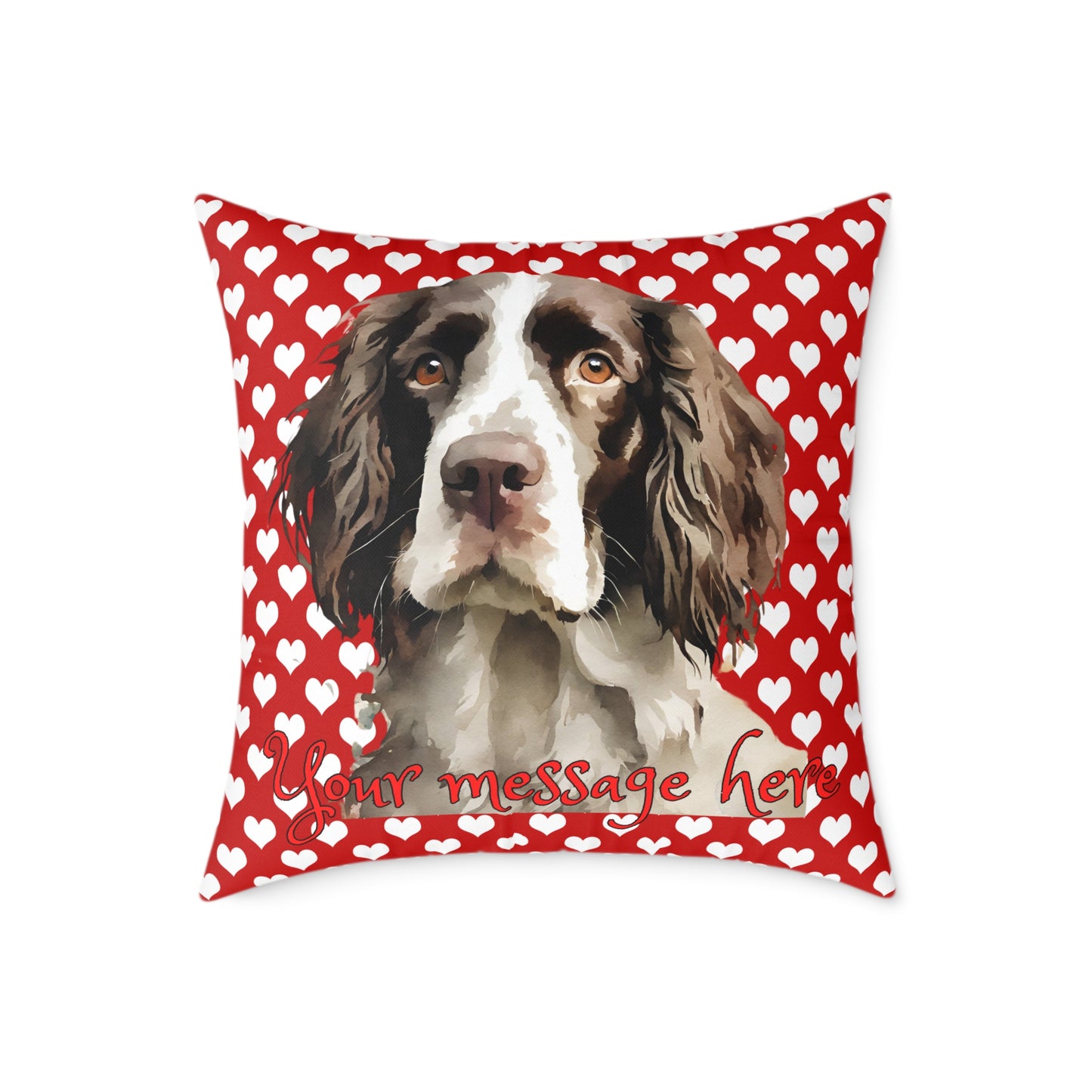 Personalized Valentine Springer Spaniel Poly Cushion/Pillow 5 sizes
