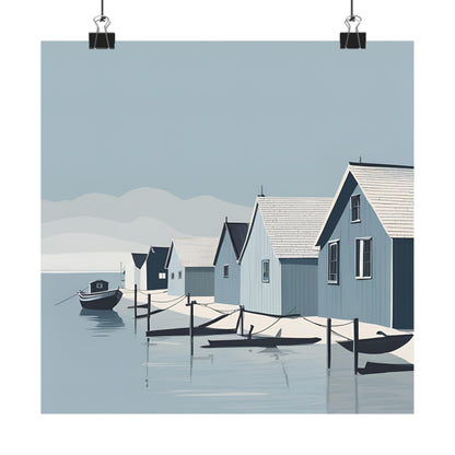 By The Sea Blue 3 Matte Square Posters