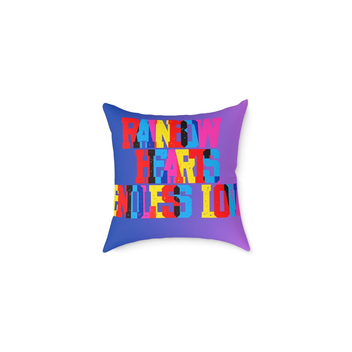 Rainbow Hearts Endless Love Poly Pillow
