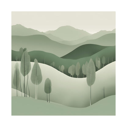 On The Hillside Green 15 Matte Square Posters