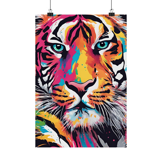 Multicolored Tiger 3 Matte Vertical Poster