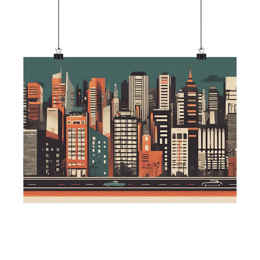 Retro cityscape 4 Matte Horizontal Posters