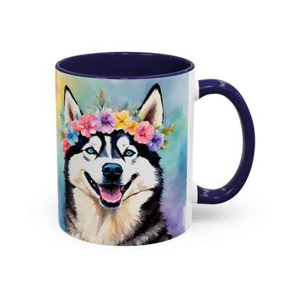 Husky 01 Accent Coffee Mug - Dog Lover Gift