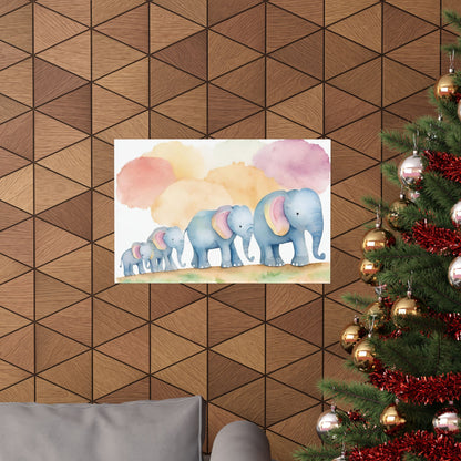 Nursery Elephants 1 Matte Horizontal Posters