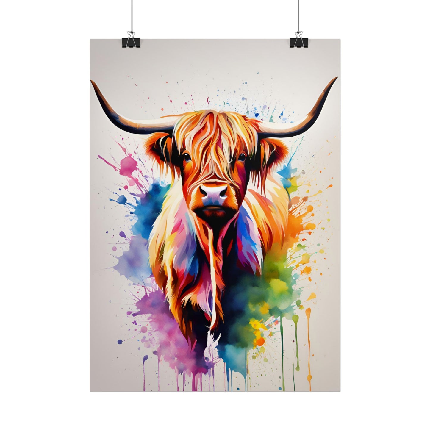 Multicolored Highland Cow 01 Matte Vertical Poster
