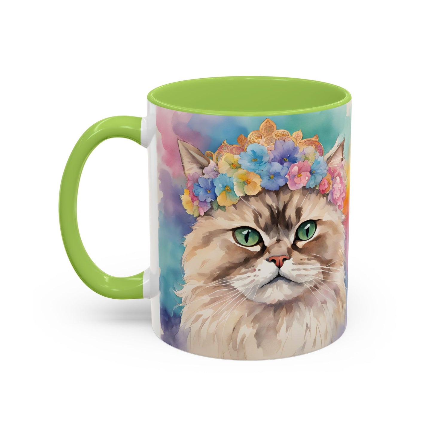Floral Siamese Cat 02 Accent Coffee Mug - 11oz Perfect for Cat Lovers & Gifts