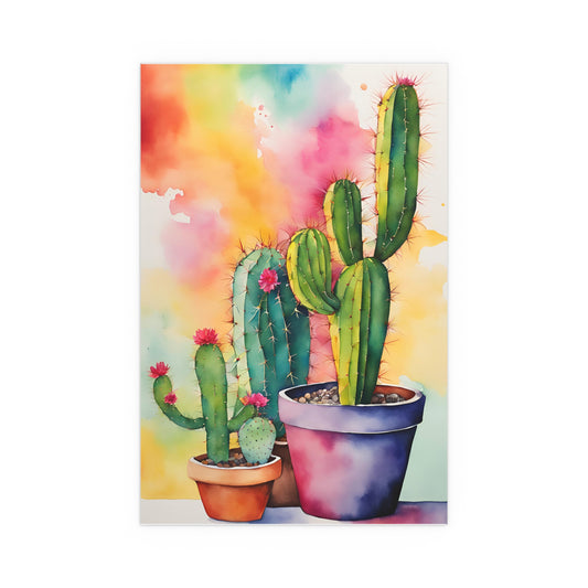 Multicolored Cactus 5 Indoor and Outdoor Silk Poster