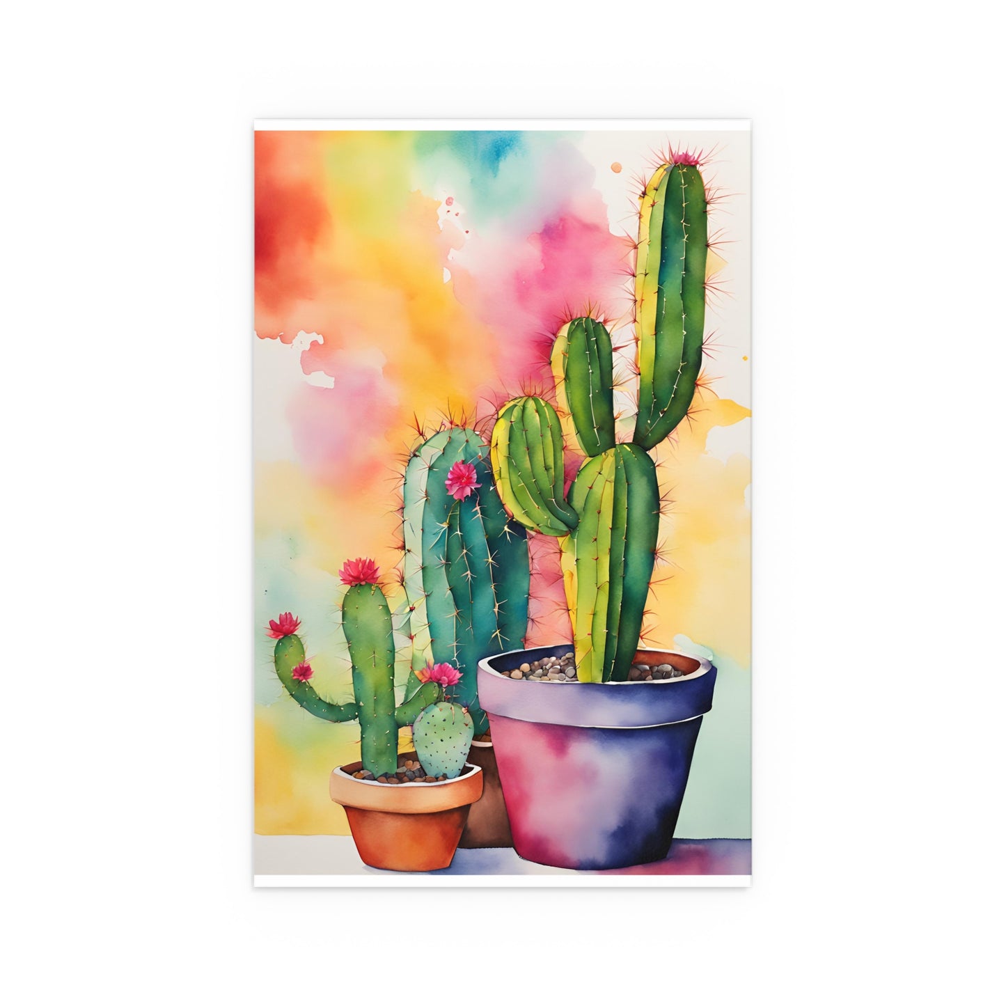 Multicolored Cactus 5 Indoor and Outdoor Silk Poster