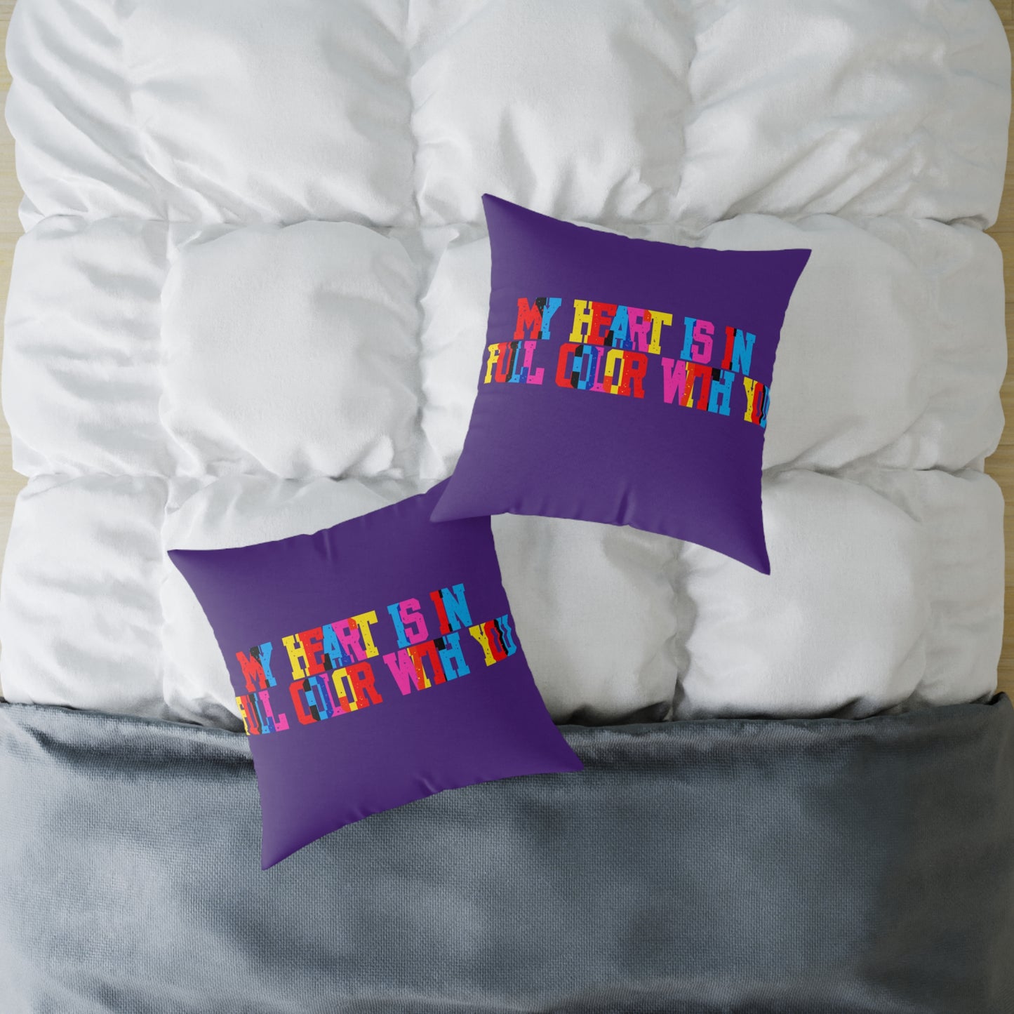 My Heart Is In Full Color With You Poly Pillow